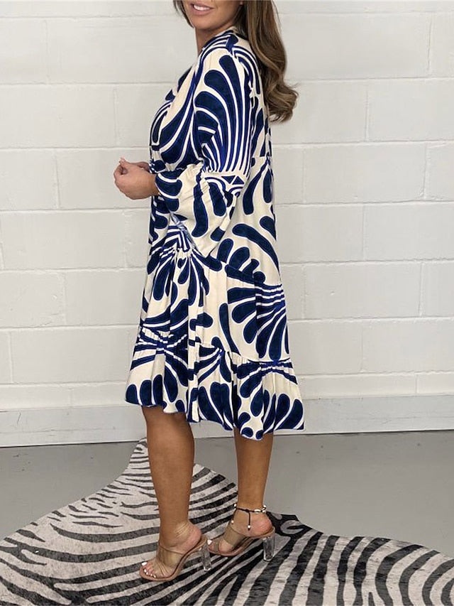 Women's Midi Dress Print Dress Spring Dress Fashion